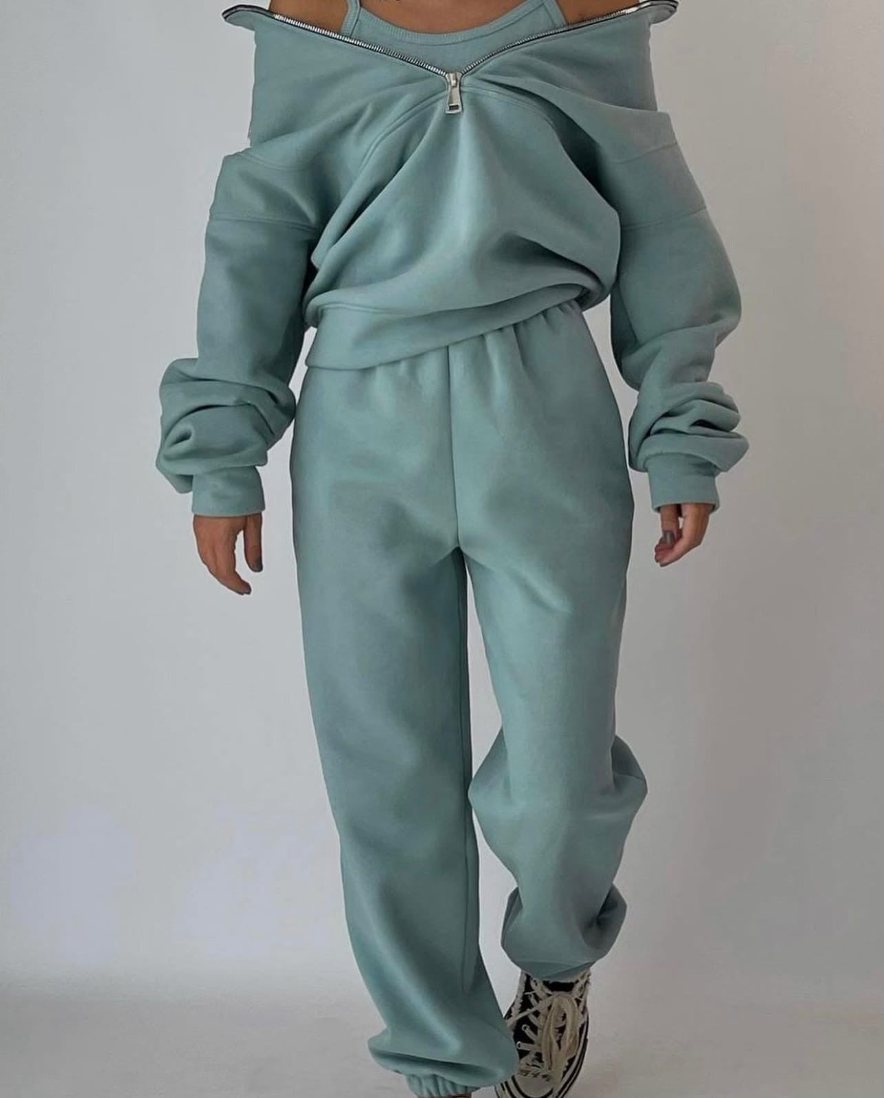Winona oversized zip-neck lounge two-piece set, view 5