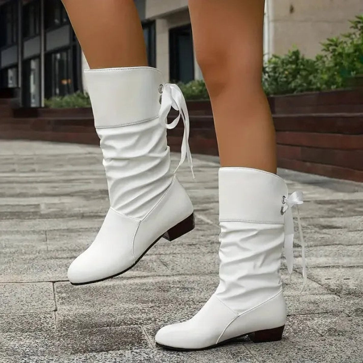 Winslow faux leather mid-calf lace-up boots, view 12