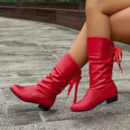 Winslow faux leather mid-calf lace-up boots, lifestyle view