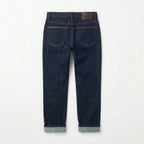 Women's dark blue denim jeans back view with rolled cuffs BELLA HUDSON