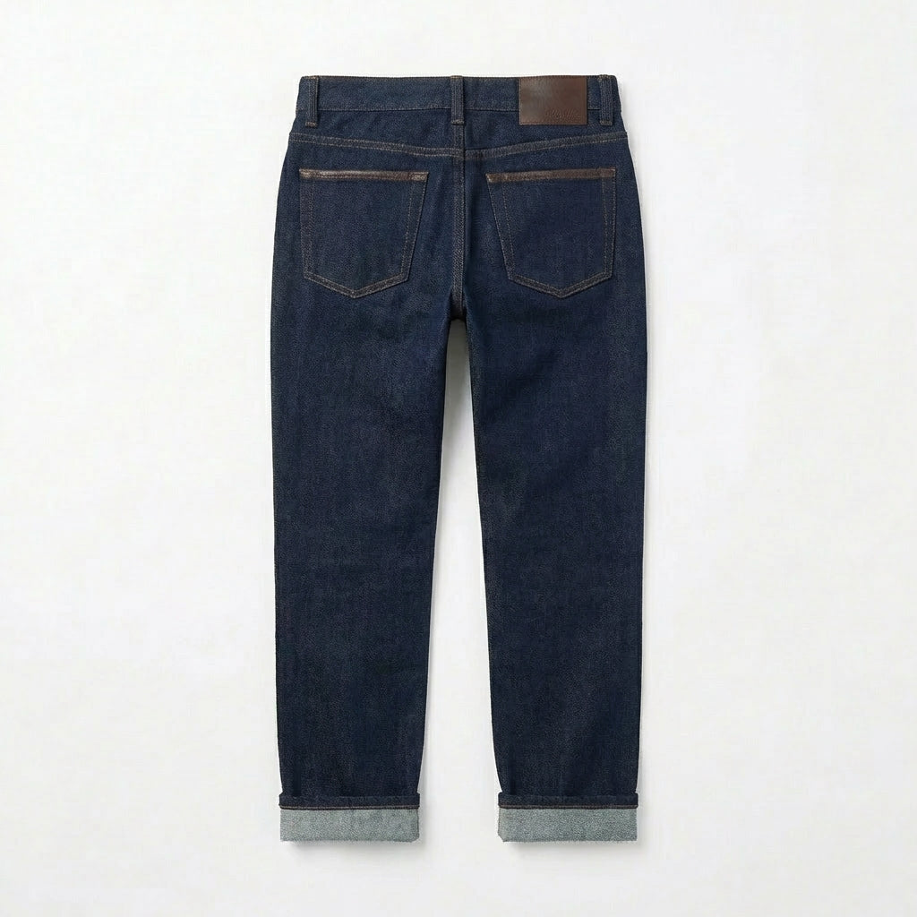 Women's dark blue denim jeans back view with rolled cuffs BELLA HUDSON