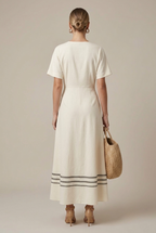Wren wrap striped V-neck maxi dress, back view