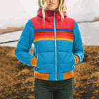 Wrenley Padded Sporty Striped Hoodie, Blue
