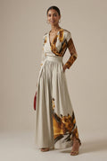 Zinnia abstract wide-leg V-neck jumpsuit, view 1